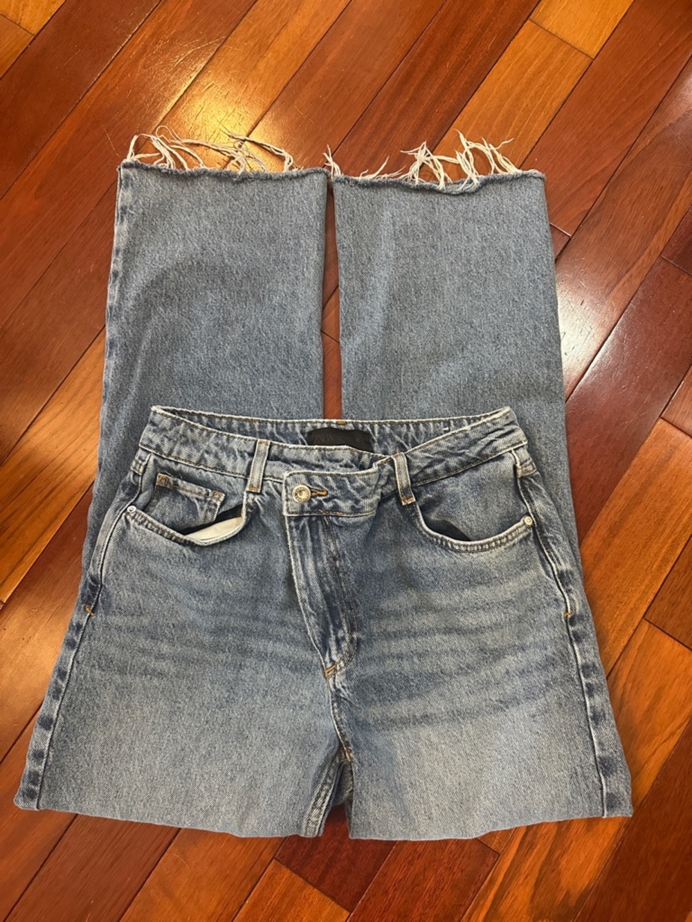 Zara Women's Z1975 High-Waisted Crossover Waist Straight Jeans